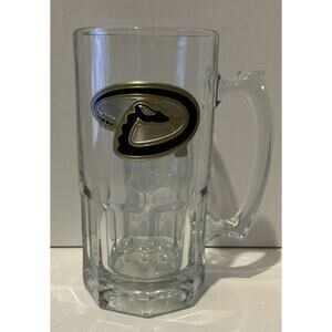 Arizona Diamondbacks MLB Raised Logo Baseball Glass Clear Mug‎ - Black & Gray 8”